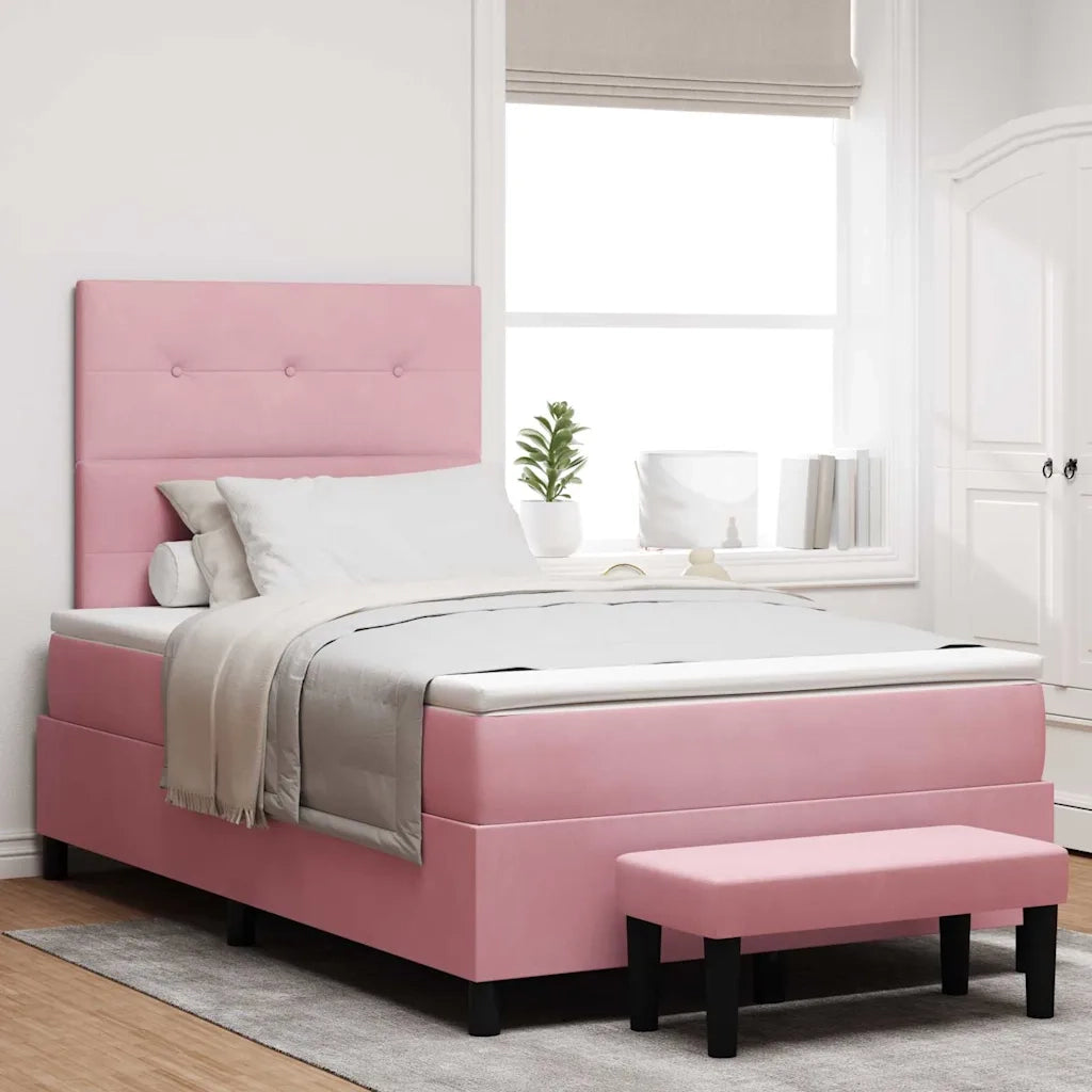 Letto a molle con testiera Rosa 200 x 120 cm Velluto 3344509