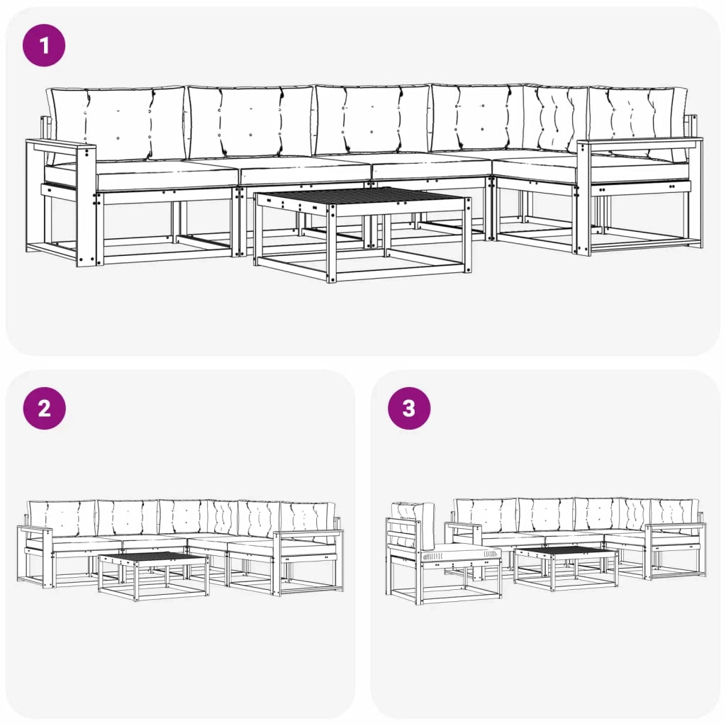 Set di divani da esterno 6 pcs Bianco e Grigio Chiaro