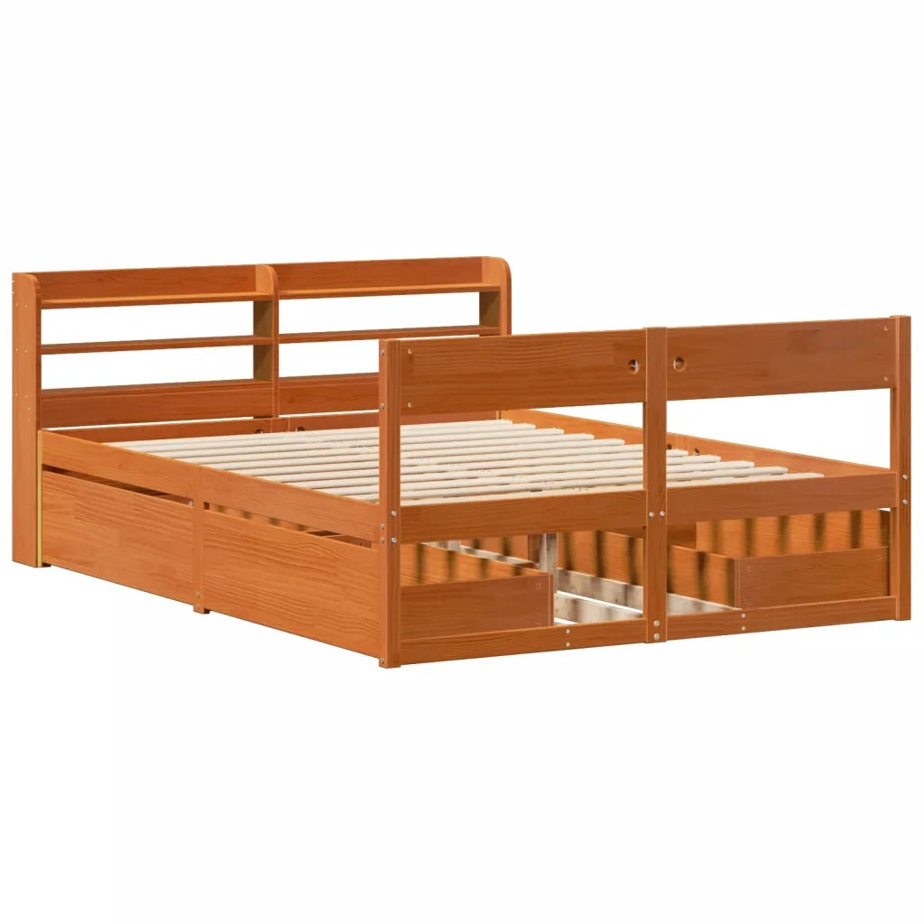 vidaXL Letto senza Materasso Marrone Cera 160x200 cm in Legno di Pino