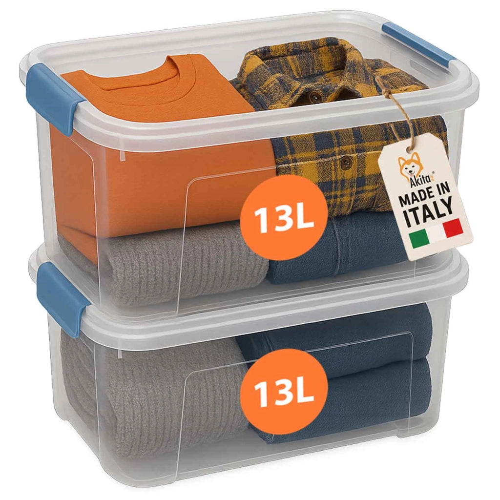 Akitaink Set 2 Contenitori Plastica Trasparenti con Clip