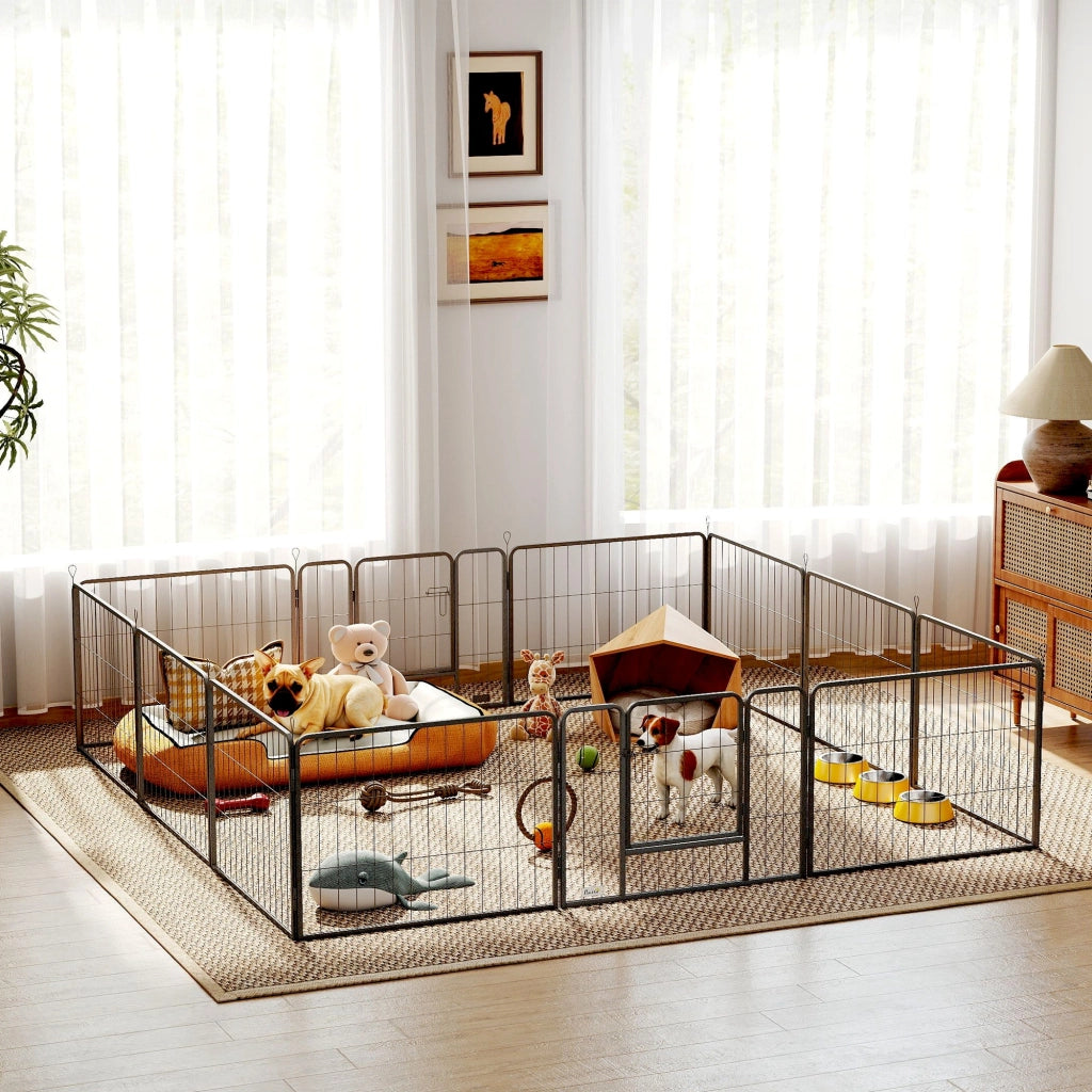 Recinto per animali domestici ¨C zephmum ¨C 12 pannelli, grigio, interno ed esterno