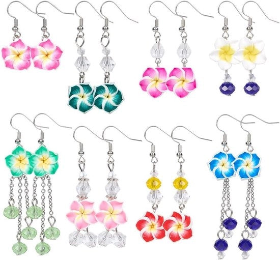 Accessori per donna - 8 paia di orecchini a fiori per donna, set di accessori per donna estivo hawaiano