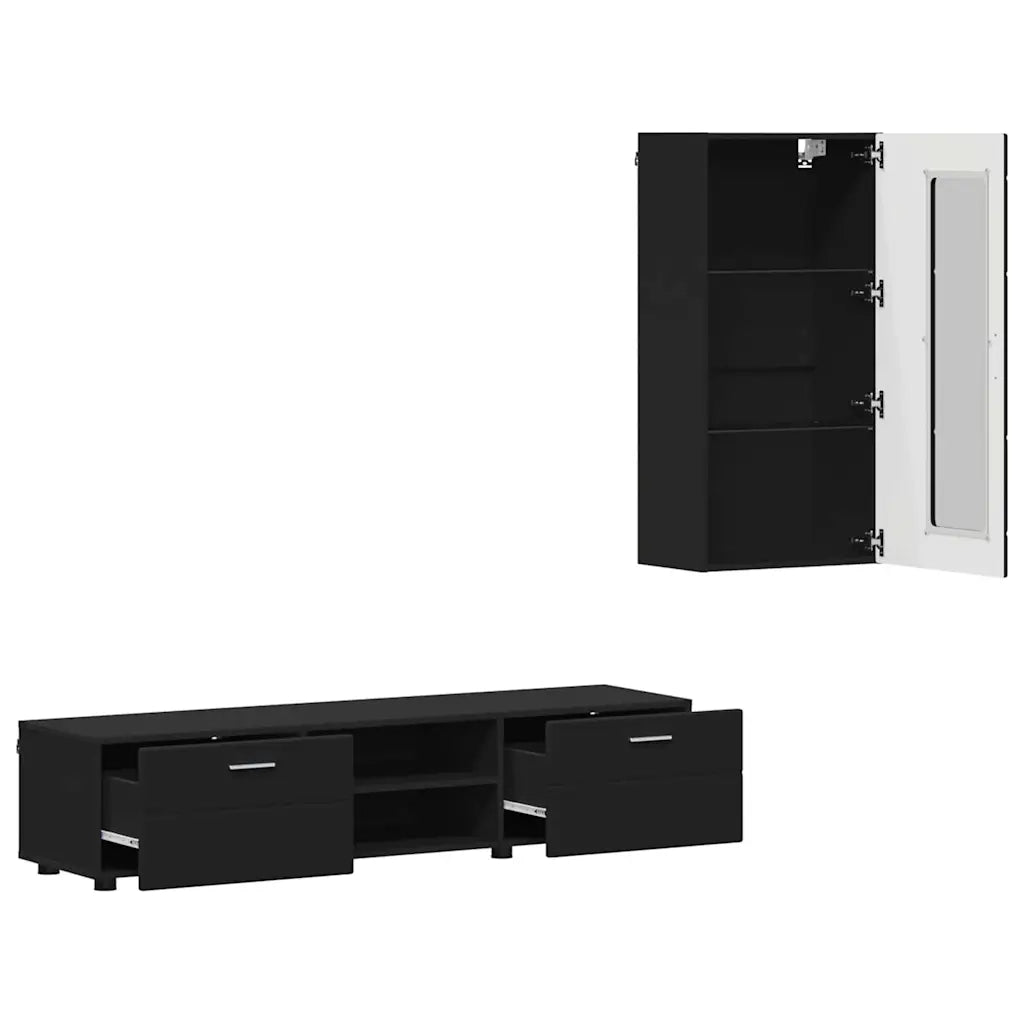 Set mobile TV con cassetto FLORIN 3 pcs Nero Legno multistrato 3397925