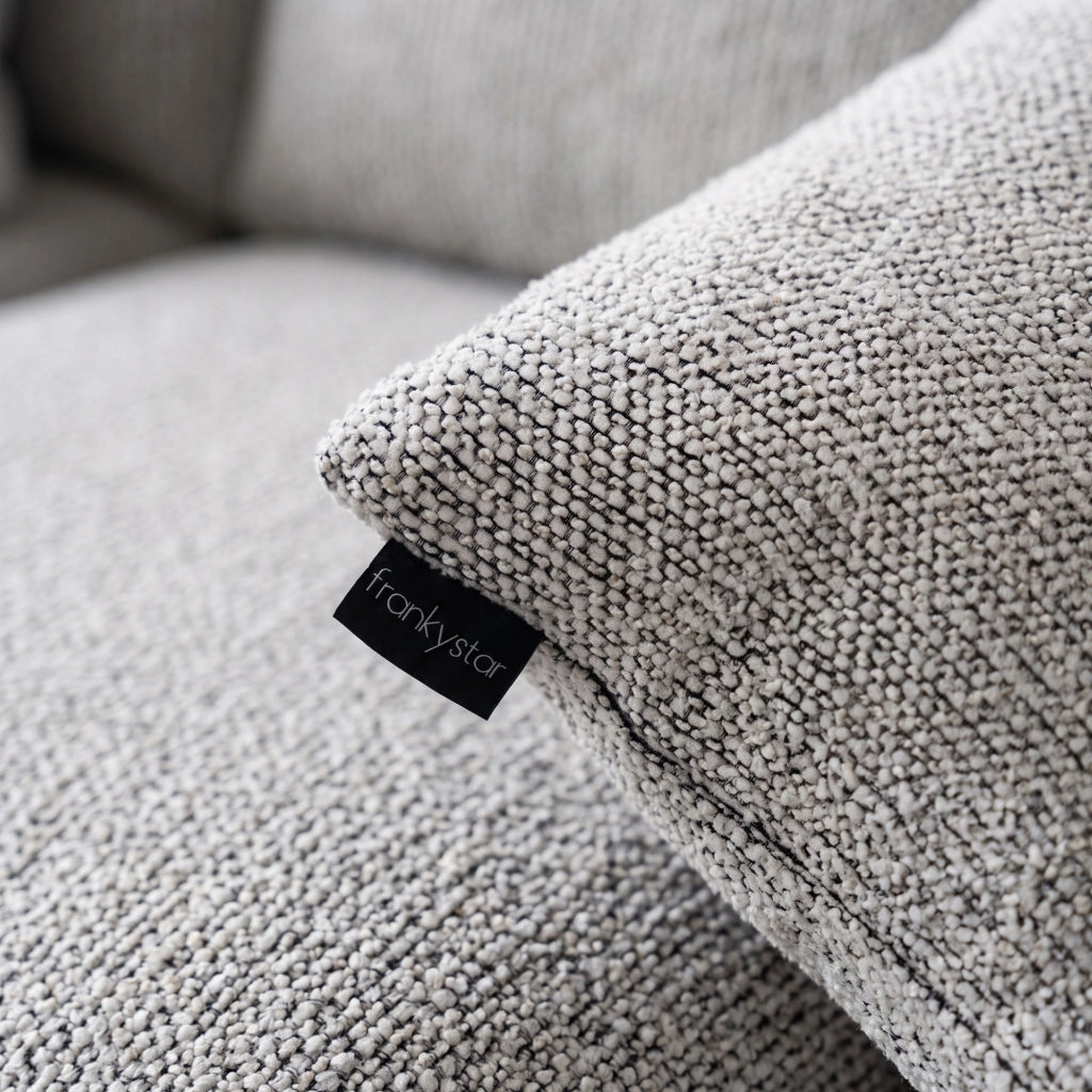 Yoko - Divano Angolare Curvo 200x62x105 a Compressione in Tessuto Bouclé Grigio