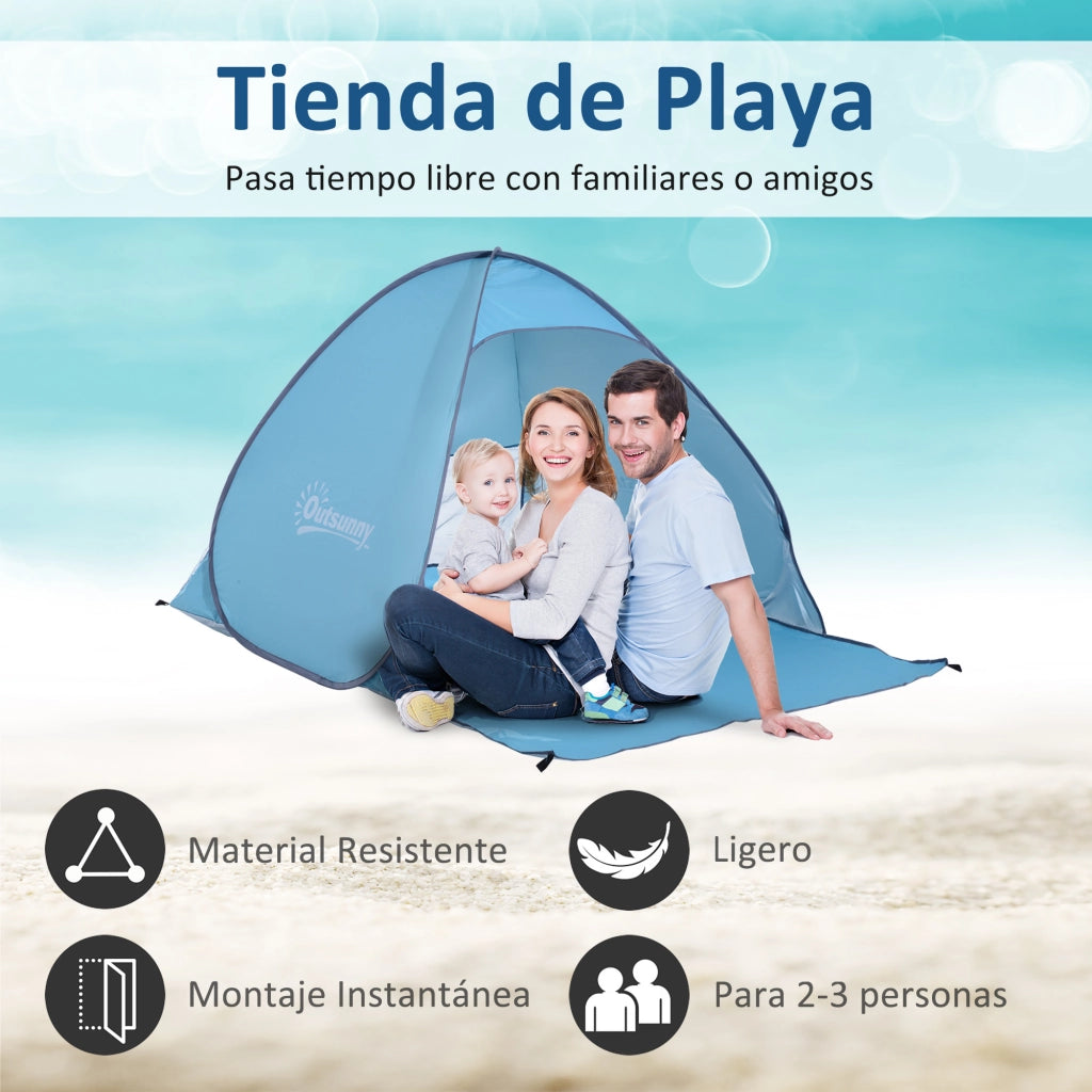 Tienda da spiaggia pop-up per 2-3 persone con protezione UV ¨C Zephmum ¨C 200x150x119 cm blu