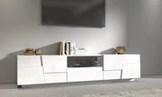 Porta TV PONGO 220 cm - Mobile Moderno con 4 Ante, Vano a Giorno e Cassetto Scorrevole