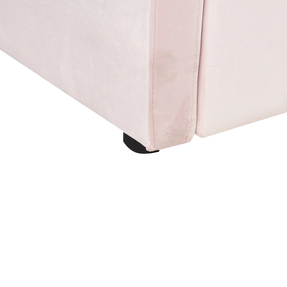 Letto estraibile in velluto rosa 90 x 200 cm con cornice imbottita moderna glamour per una cameretta per bambini ospiti