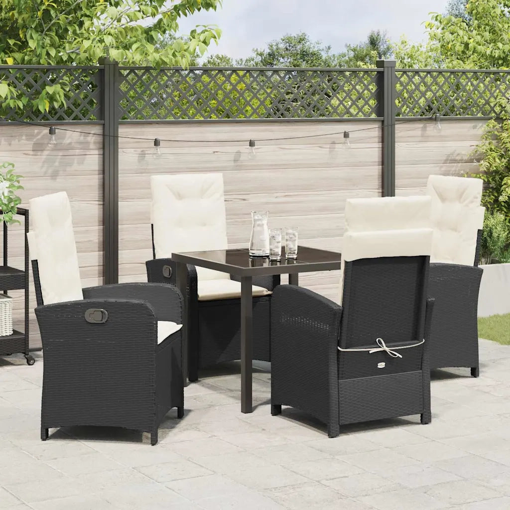 Set da Pranzo per Giardino con cuscino 5 pcs Nero polyrattan 3380254