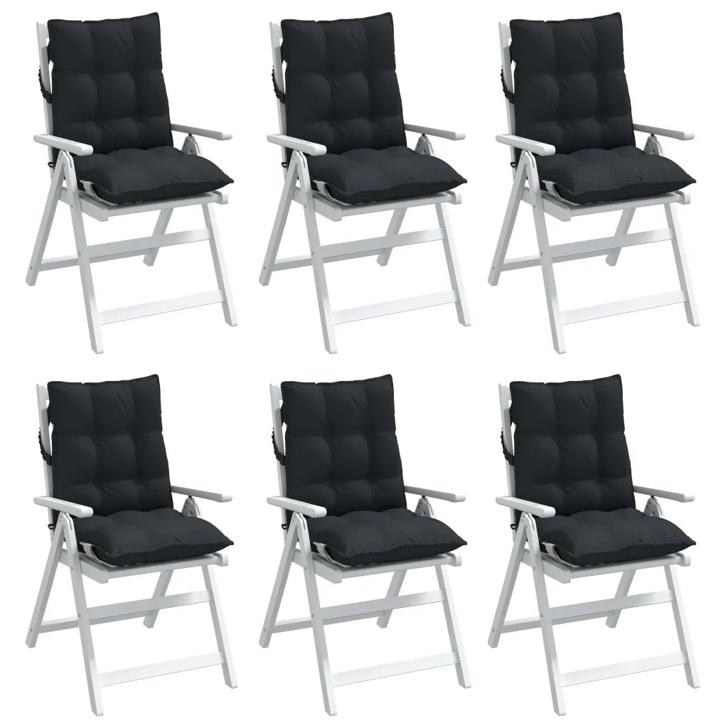 Cuscini per Sedia Schienale Basso 6 pz Neri in Tessuto Oxford 377694