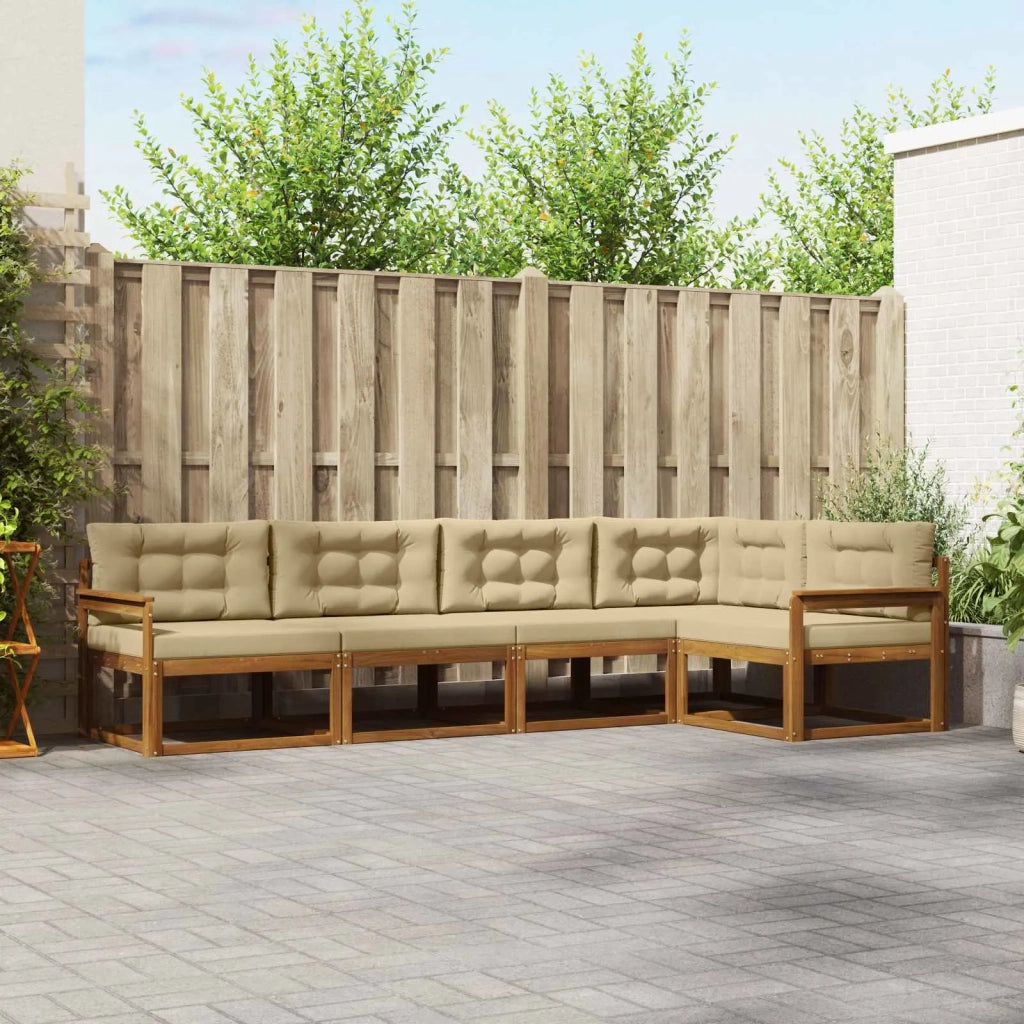 Set di divani da esterno con cuscino 5 pcs Naturale e Beige