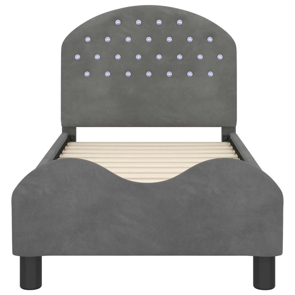 Struttura letto per bambini con testata Grigio Scuro Velluto