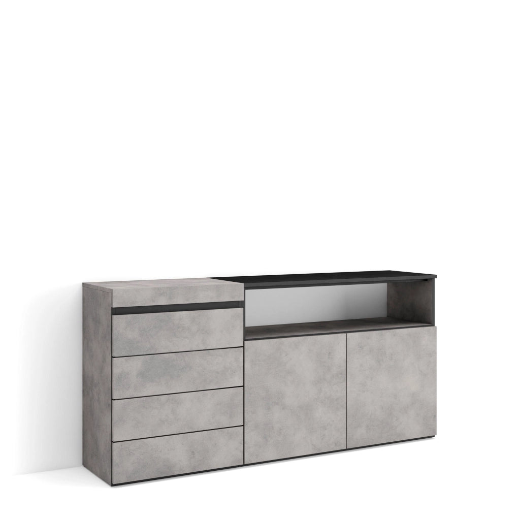 Cassettiera, 157x35x75cm, Camera da letto, Con Stoccaggio, grigio cemento RF3430
