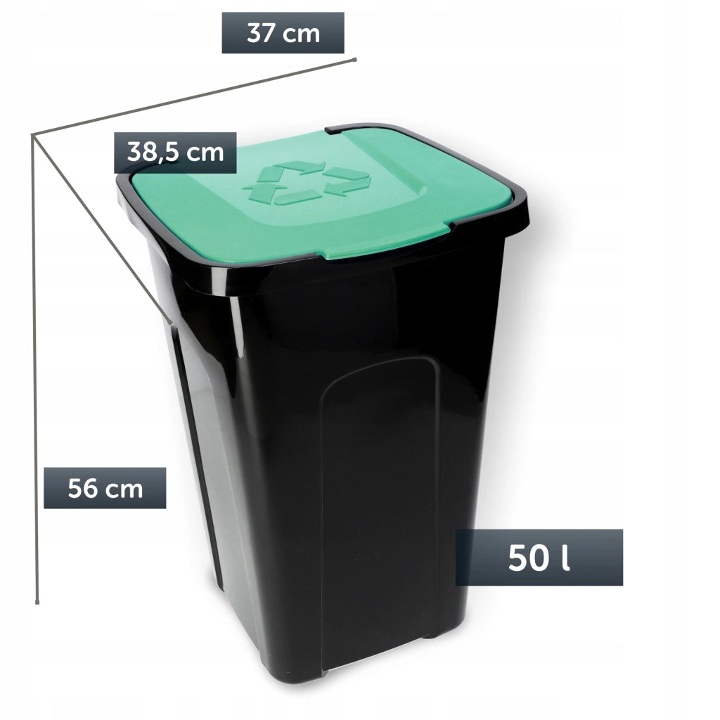Set di 4 contenitori per la raccolta differenziata dei rifiuti KADAX da 50 litri
