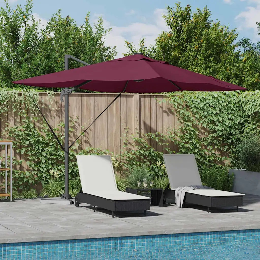 Ombrellone con blocco Rosso Bordeaux-Ombrello da giardino 352 x 251 x 265 cm