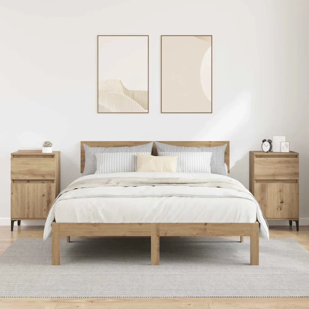 Armadio da Notte 2 pcs Rovere artigianale 40 x 35 x 70 cm