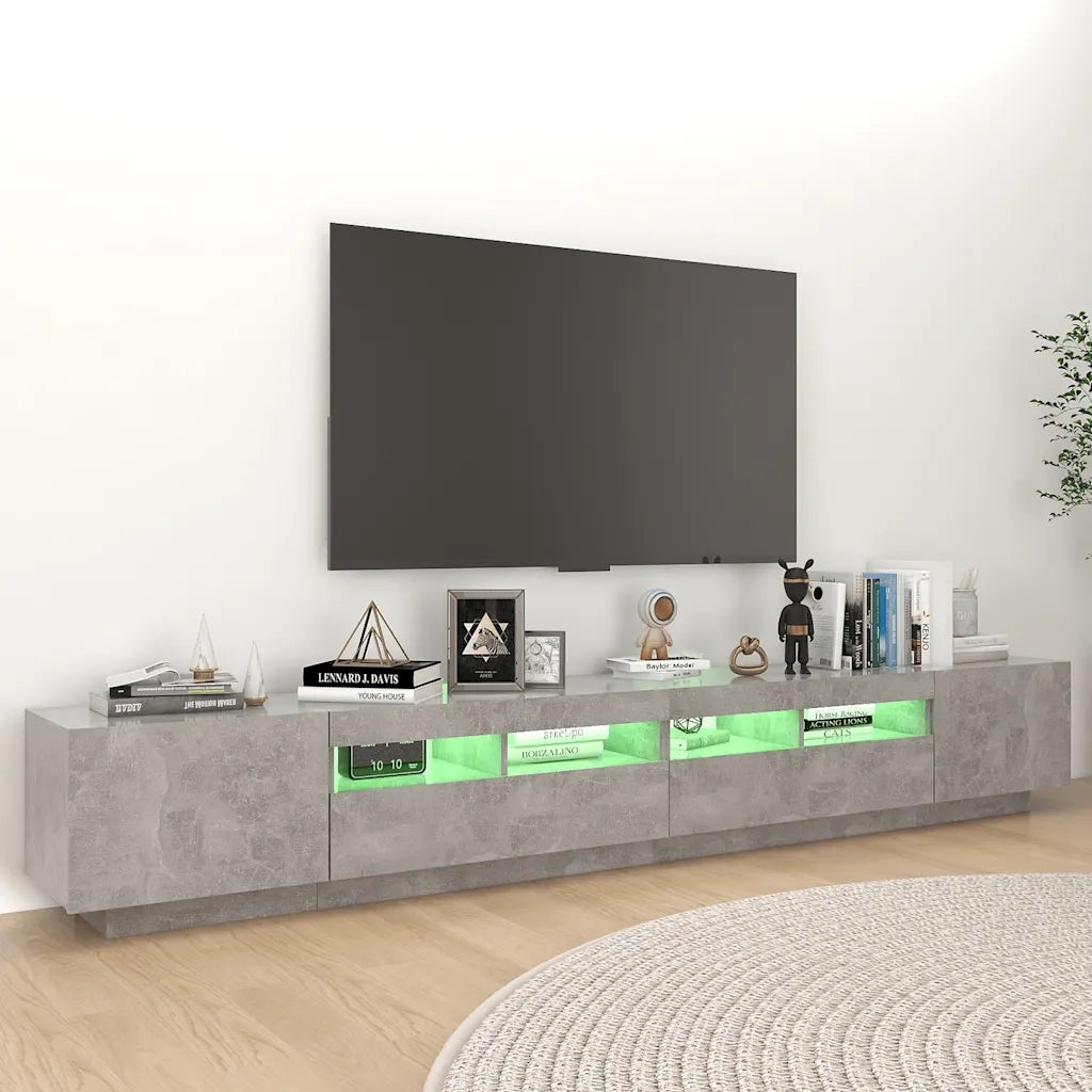 Mobile Porta TV con Luci LED-Mobile per TV-Credenza TV Grigio Cemento 260x35x40 cm