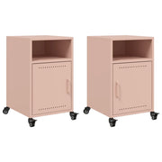 Set di 2 Comodini | Armadio da Notte | Mobiletto da notte Rosa 36x39x59 cm in Acciaio