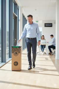 Pattumiera Per Raccolta Rifiuti 28x28xh70 cm in Cartone Con Stampa Grafica Vetro Beige