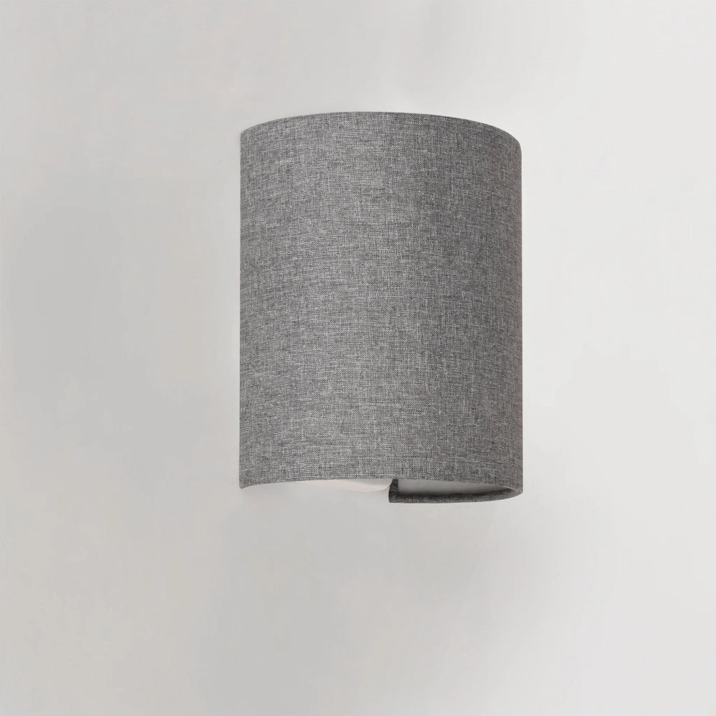 Lampada da parete semicircolare applique da interno attacco E27 paralume in lino 20 cm grigio 03_0002530