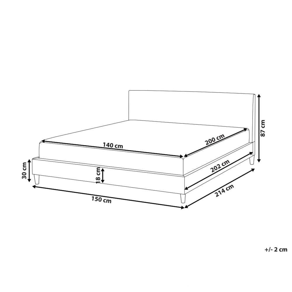 Letto matrimoniale in tessuto grigio chiaro con rete a doghe 140 x 200 cm stile contemporaneo
