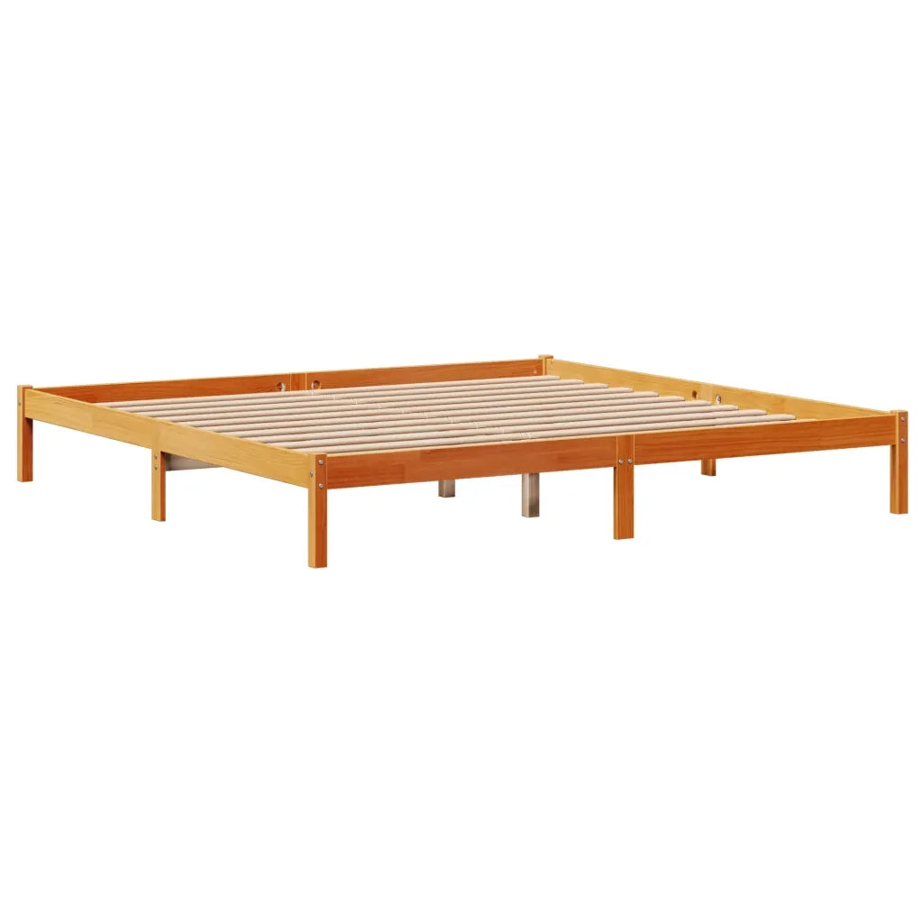 Giroletto con Testiera-Struttura Letto con testiera Marrone Cera 180x200 cm Massello Pino 418647