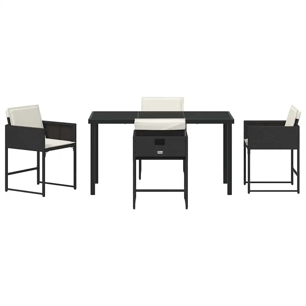 Set da Pranzo per Giardino 5 pcs Nero polyrattan