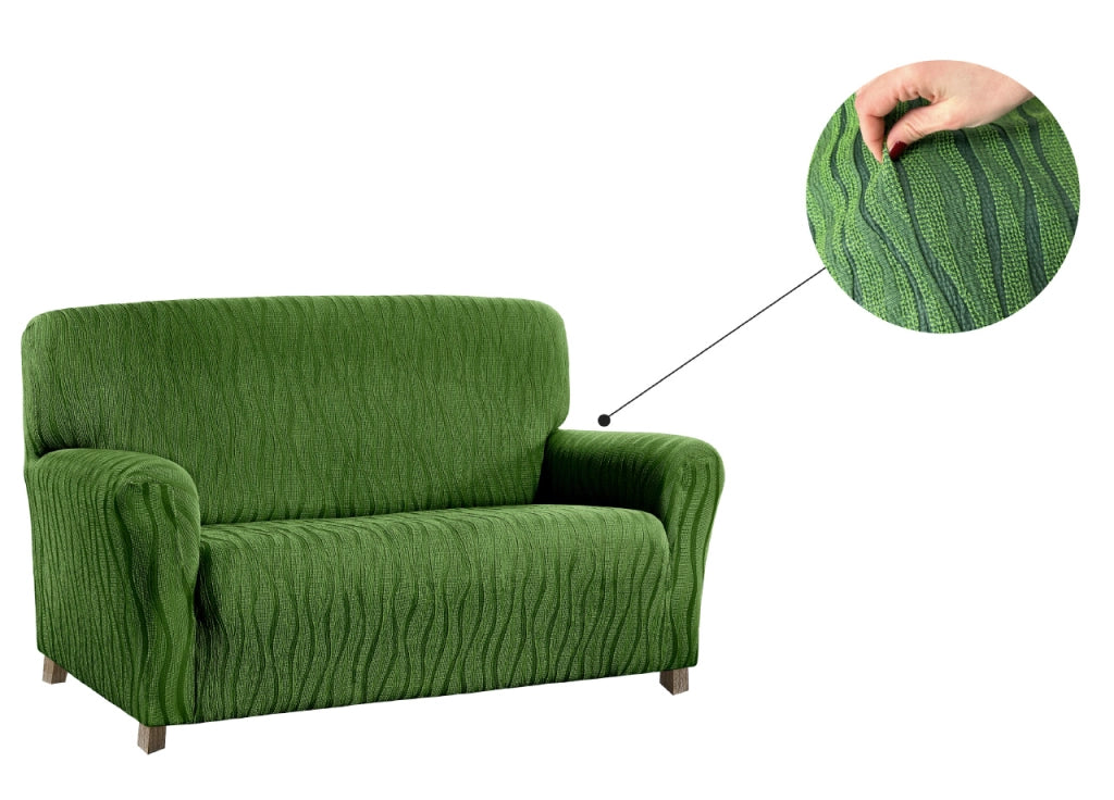 Copridivano Sofà Poltrona Elasticizzato Protezione Macchie Modello Wonderful - 2 Posti - Verde