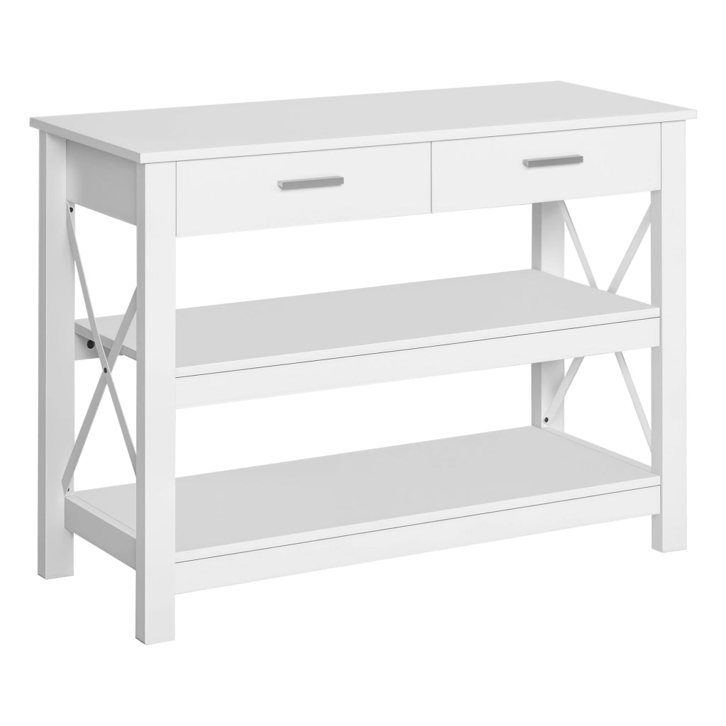 Tavolino da salotto con 2 cassetti e ripiani ¨C zephmum ¨C 105x40x76 cm bianco