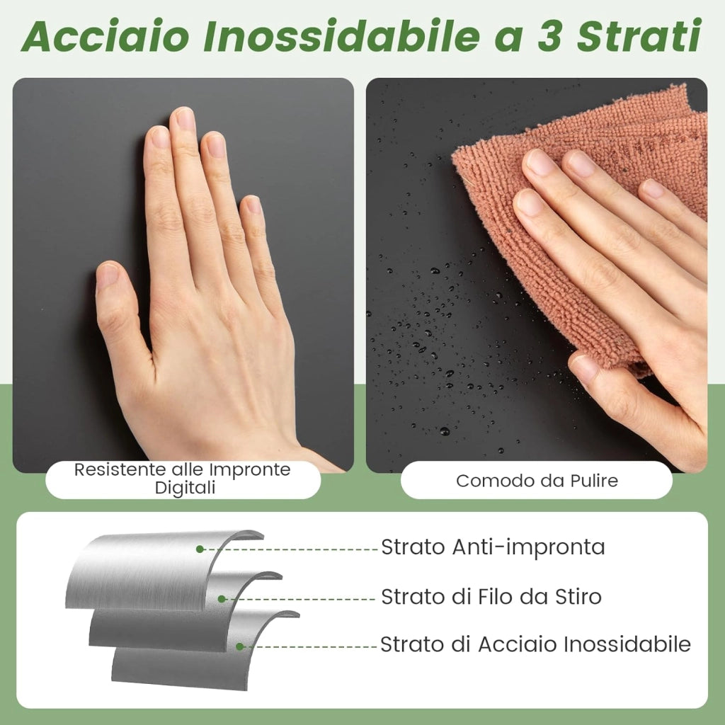 56L Pattumiera Differenziata, Pattumiera in Acciaio Inossidabile a 3 Scomparti con Coperchi, Sensore di Movimento, Coperchio a Chiusura Lenta per Cucina Soggiorno Ufficio (Nero)