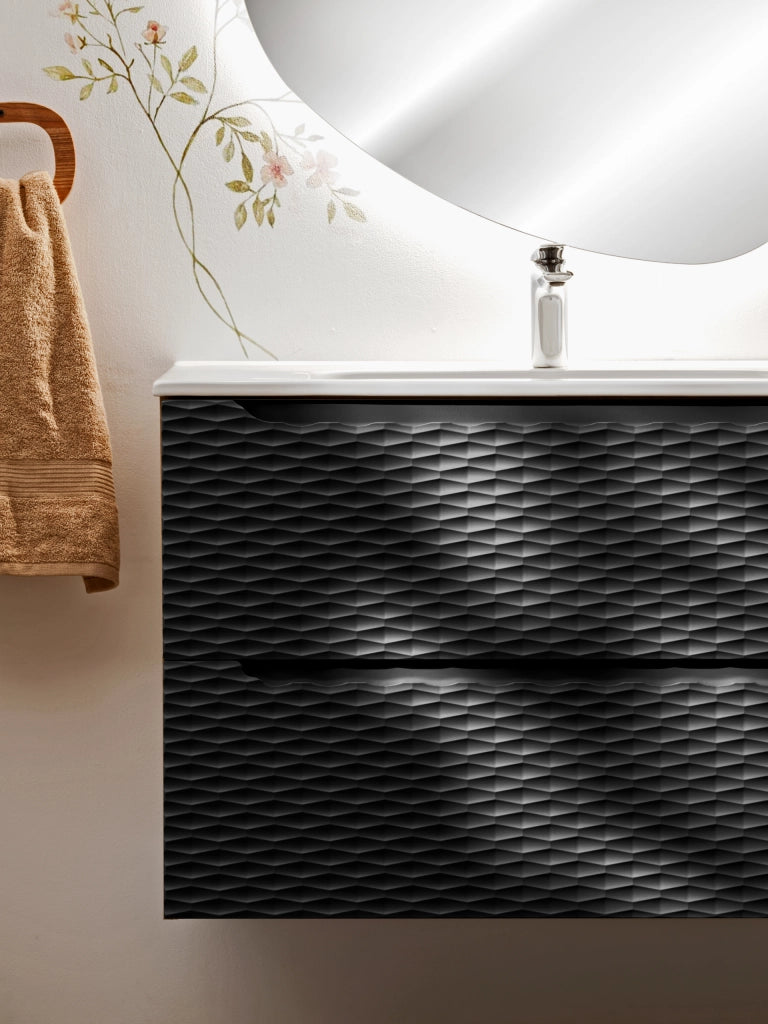 Mobile sottolavabo 80 cm 2 cassetti Ocean Black 80 x 57 x 46 cm