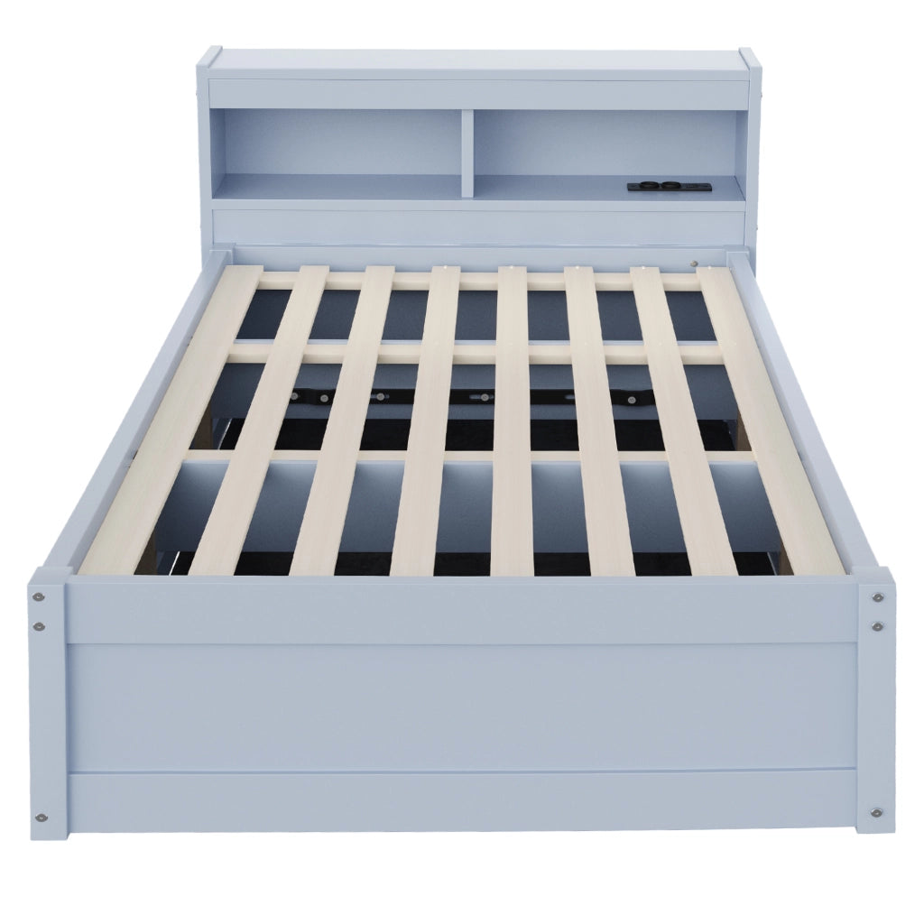 LETTO Multifunzionale 90x200 cm Grigio con presa multifunzione e LED