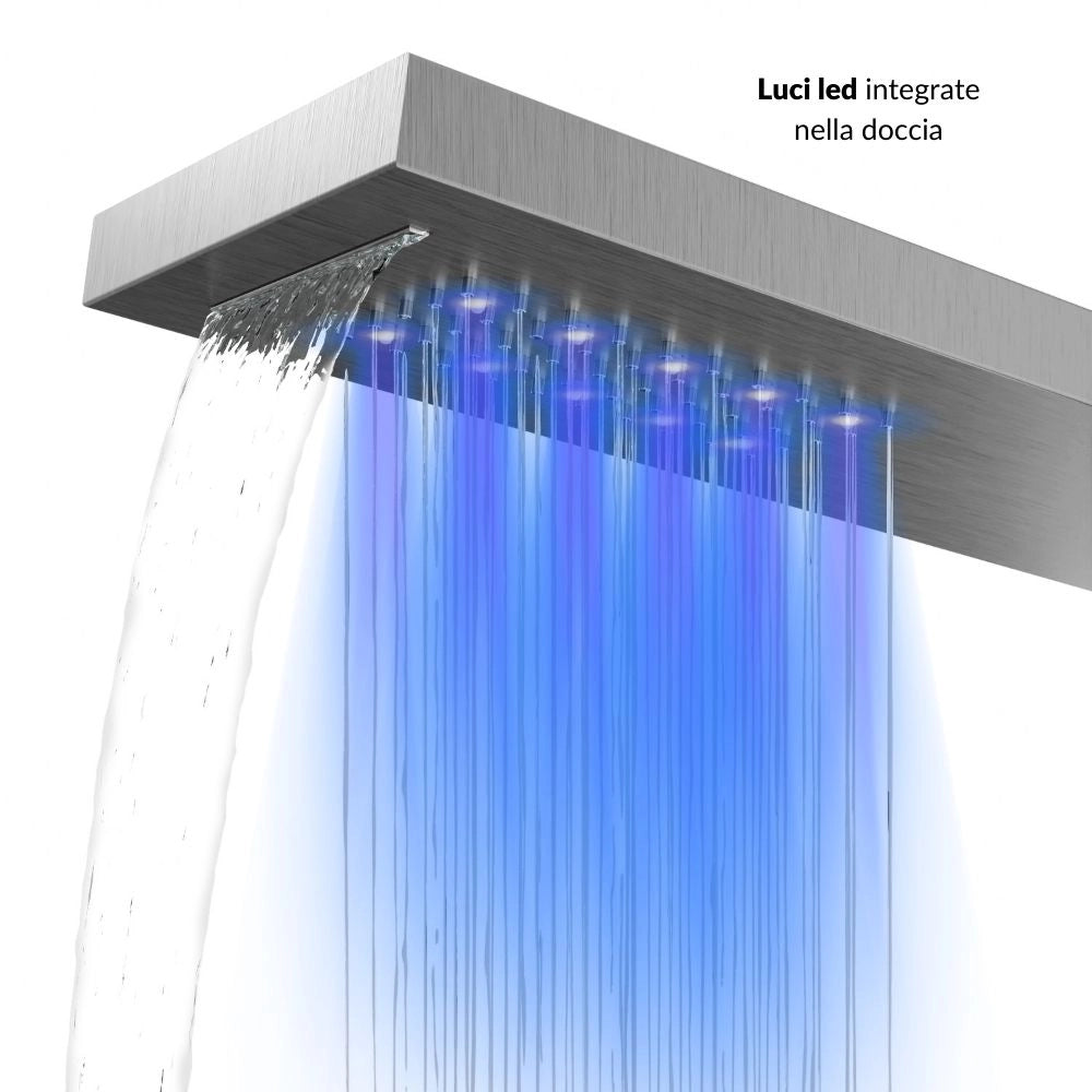 Colonna doccia shine acciaio 4 funzioni luce led display temperatura 2 finiture *** finitura- cromo spazzolato, confe...