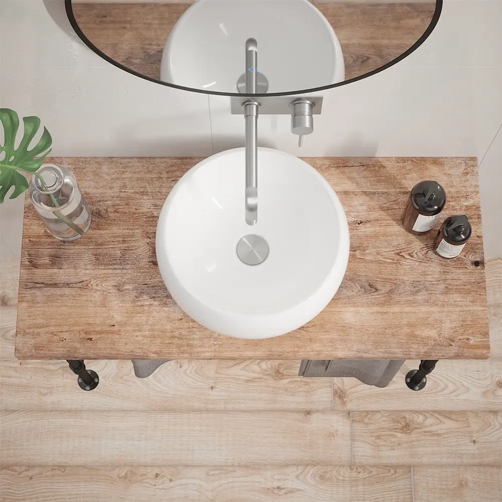 Lavabo da appoggio tondo 40x40x15,5 cm Bianco