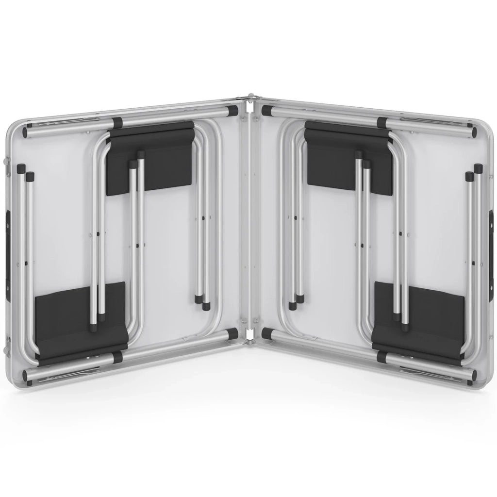 IDMarket - Tavolo da campeggio pieghevole regolabile in altezza da 120 cm e 4 sgabelli neri