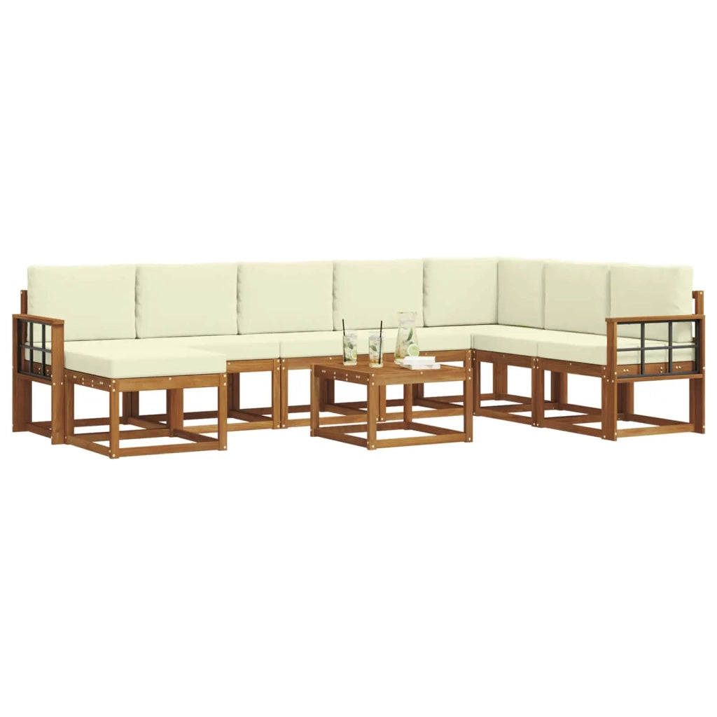 Set di divani da esterno con cuscino 9 pcs Naturale e Crema