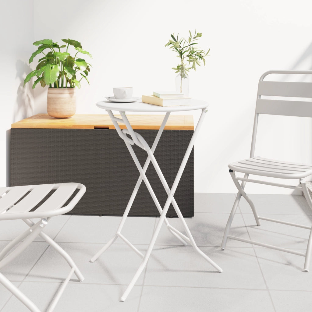 Tavolo da Giardino Pieghevole Bianco Ã˜50x72 cm Acciaio
