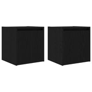 Set di 2 Comodini | Armadio da Notte | Mobiletto da notte a Muro Rovere Nero 38x34x40 cm