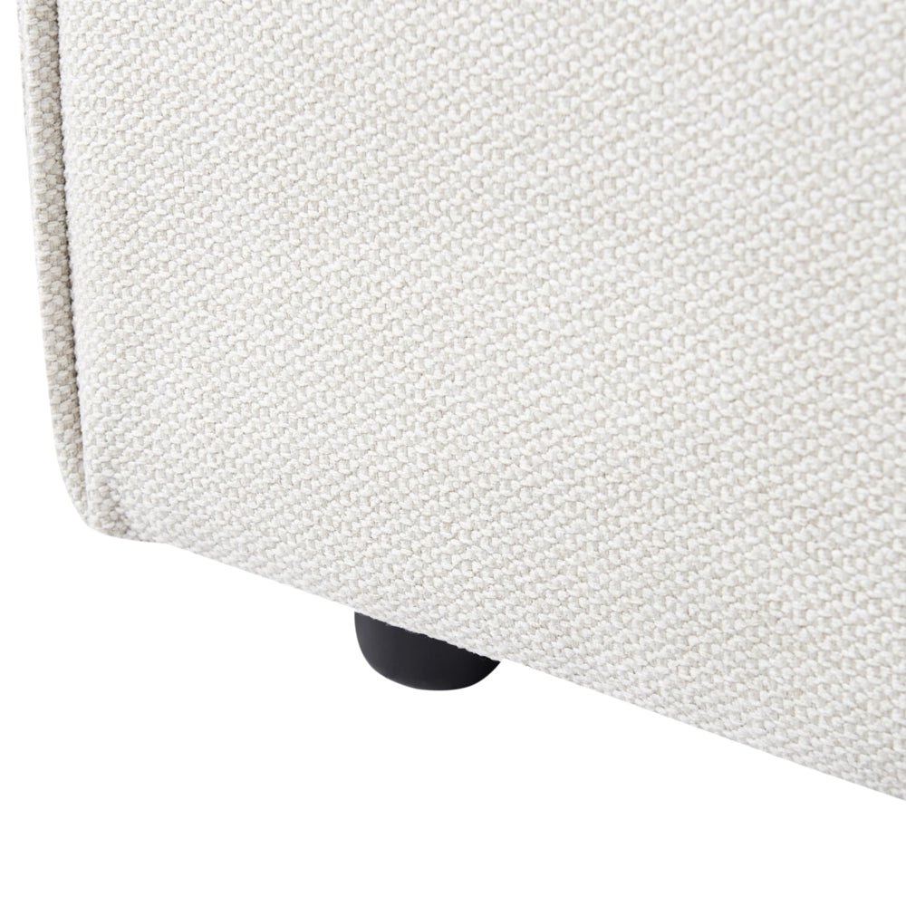 Letto ad acqua king size UE con rivestimento in tessuto di lino bianco sporco e gambe nere 160 x 200 cm con testiera e struttura a doghe per camera da letto.