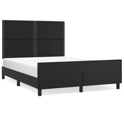 Letto matrimoniale | Letto per adulti | Giroletto con Testiera Nero 140x190 cm in Similpelle