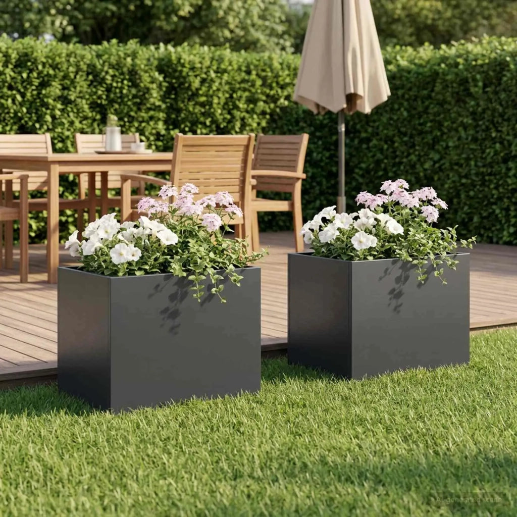 Vaso da giardino 2 pz Antracite 40 x 30 x 30 cm 8005195