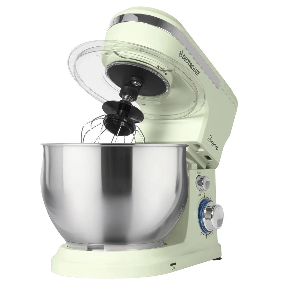 Trade Shop - Impastatrice Planetaria Da Cucina 1000w 5lt Con Coperchio Paraschizzi 3 Ganci 6 Velocità -