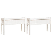 2 pz Fioriere | Cassetta per fiori | Vaso da Giardino con Gambe Bianche Legno Massello Pino