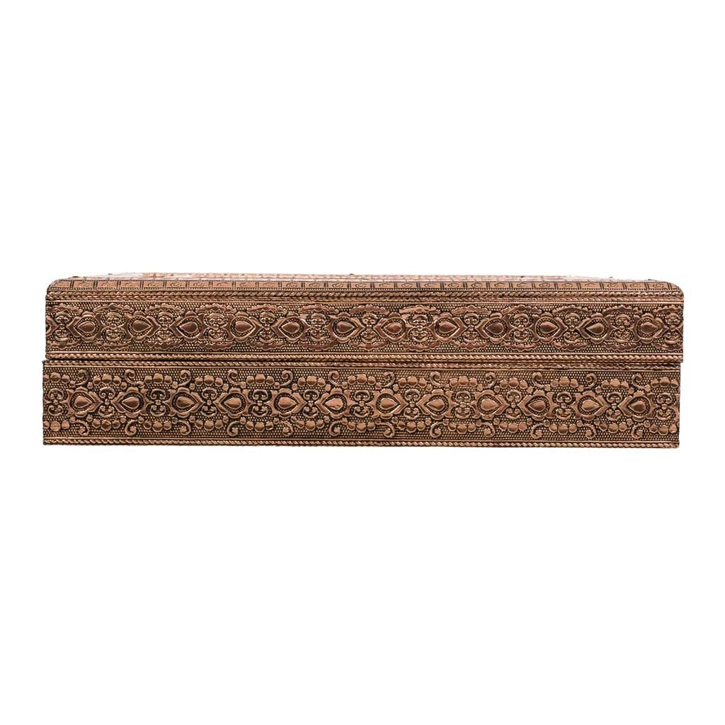 Portagioie in metallo goffrato rame 30x25x7,5h