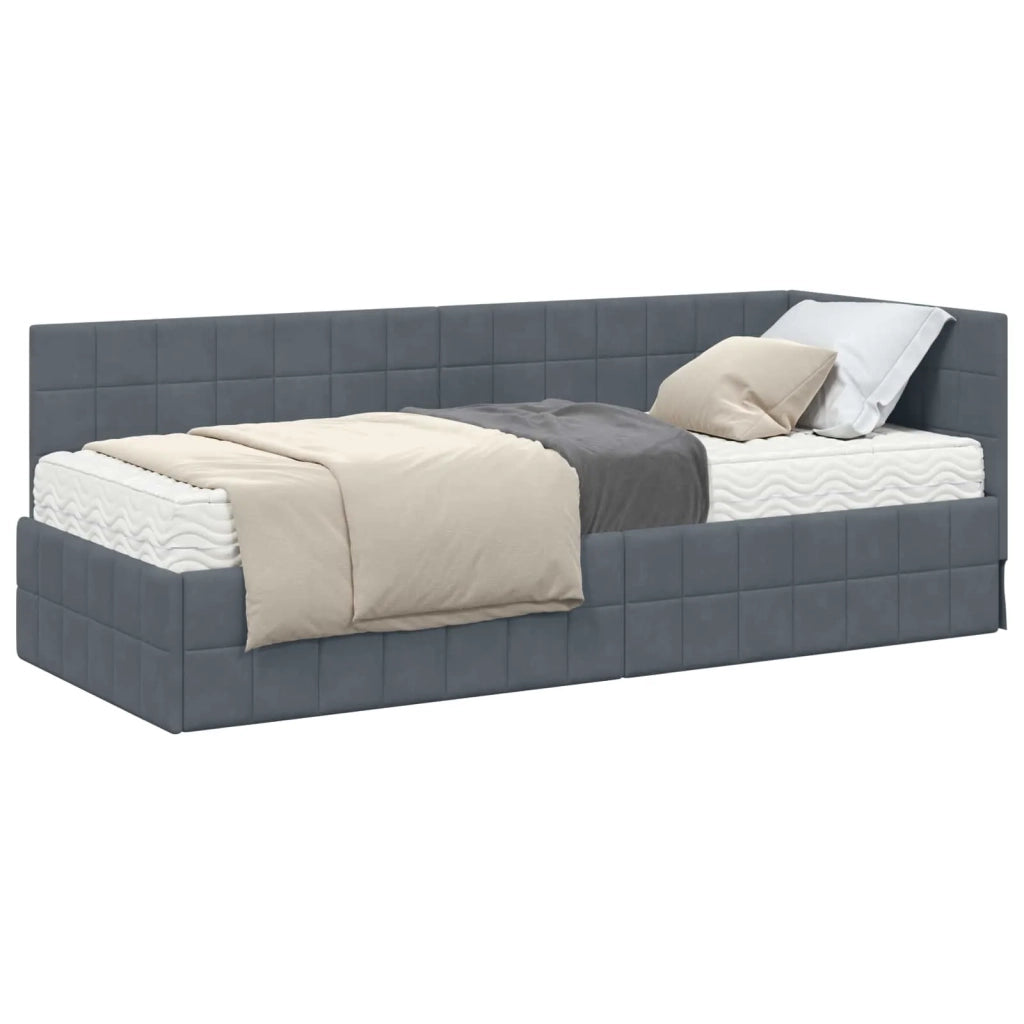 Struttura Letto Angolare con Materasso 2 pz-Giroletto con materasso Grigio Velluto 966099