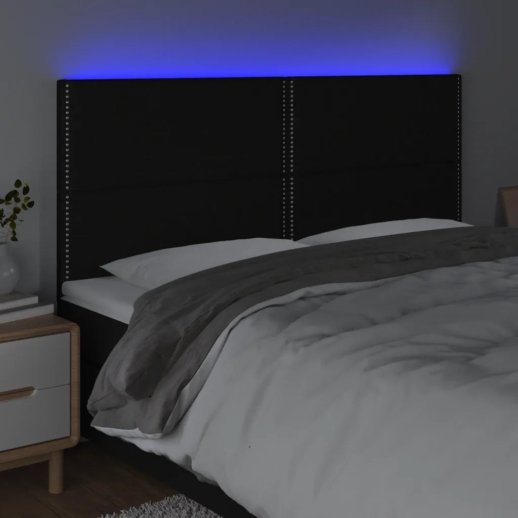 Testiera | Testata a LED nero 200x5x118/128cm in Tessuto