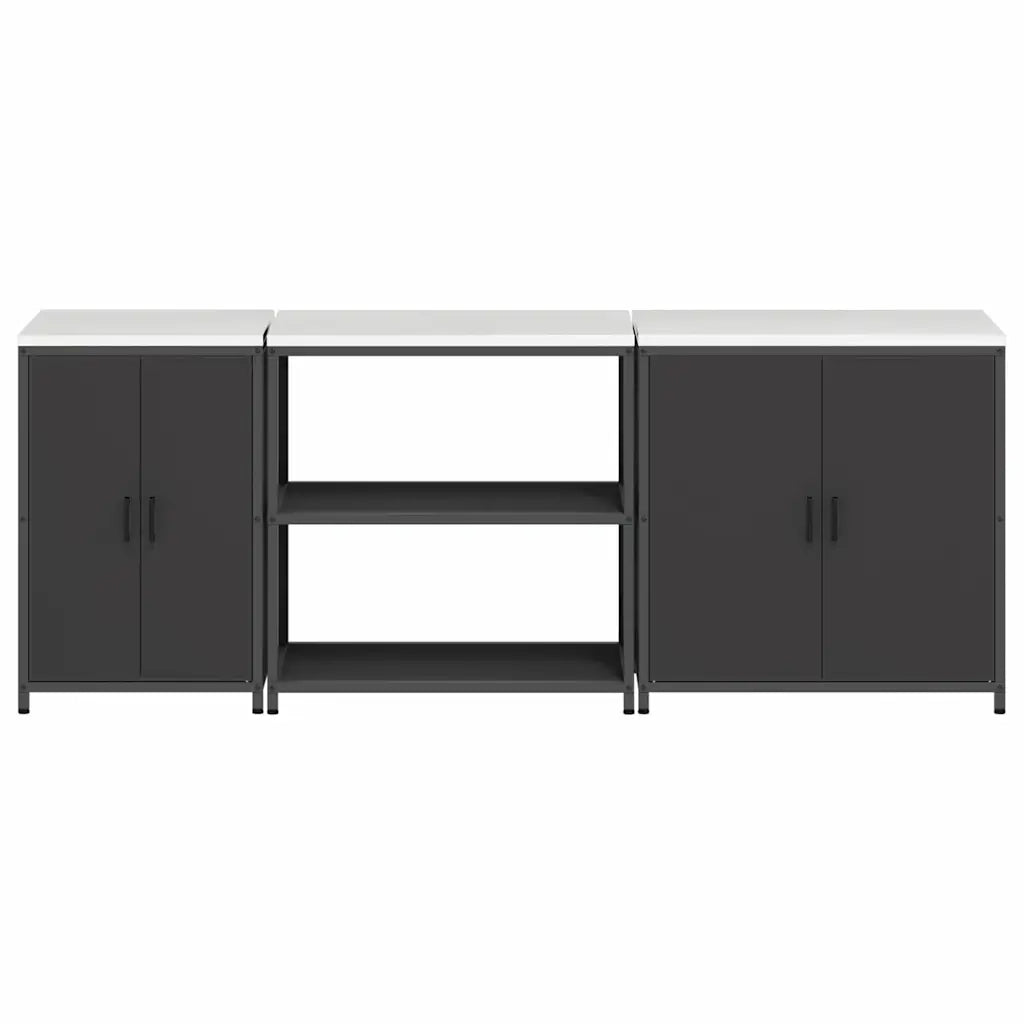 Set di Stoccaggio per Cucina con lo scaffale 3 pcs Nero Acciaio 3392673
