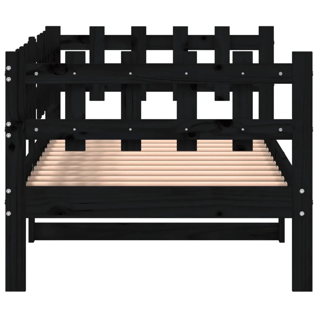 Letto singolo | Letto per adulti | Dormeuse Nera 80x200 cm in Legno Massello di Pino