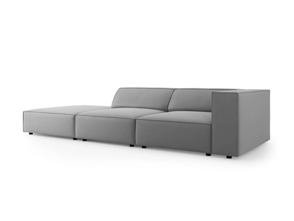 Cosmopolitan Design - Divano sinistro "Arendal" 4 posti in velluto grigio chiaro 
