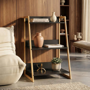 Scaffale da Terra Kuomi a 3 Ripiani con Telaio in Acciaio 84 x 53 x 47 cm - Beige/Grigio Scuro [en.casa]