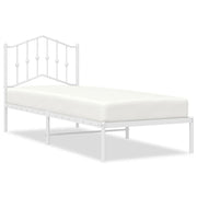 Letto singolo | Letto per adulti | Giroletto con Testiera Metallo Bianco 90x190 cm